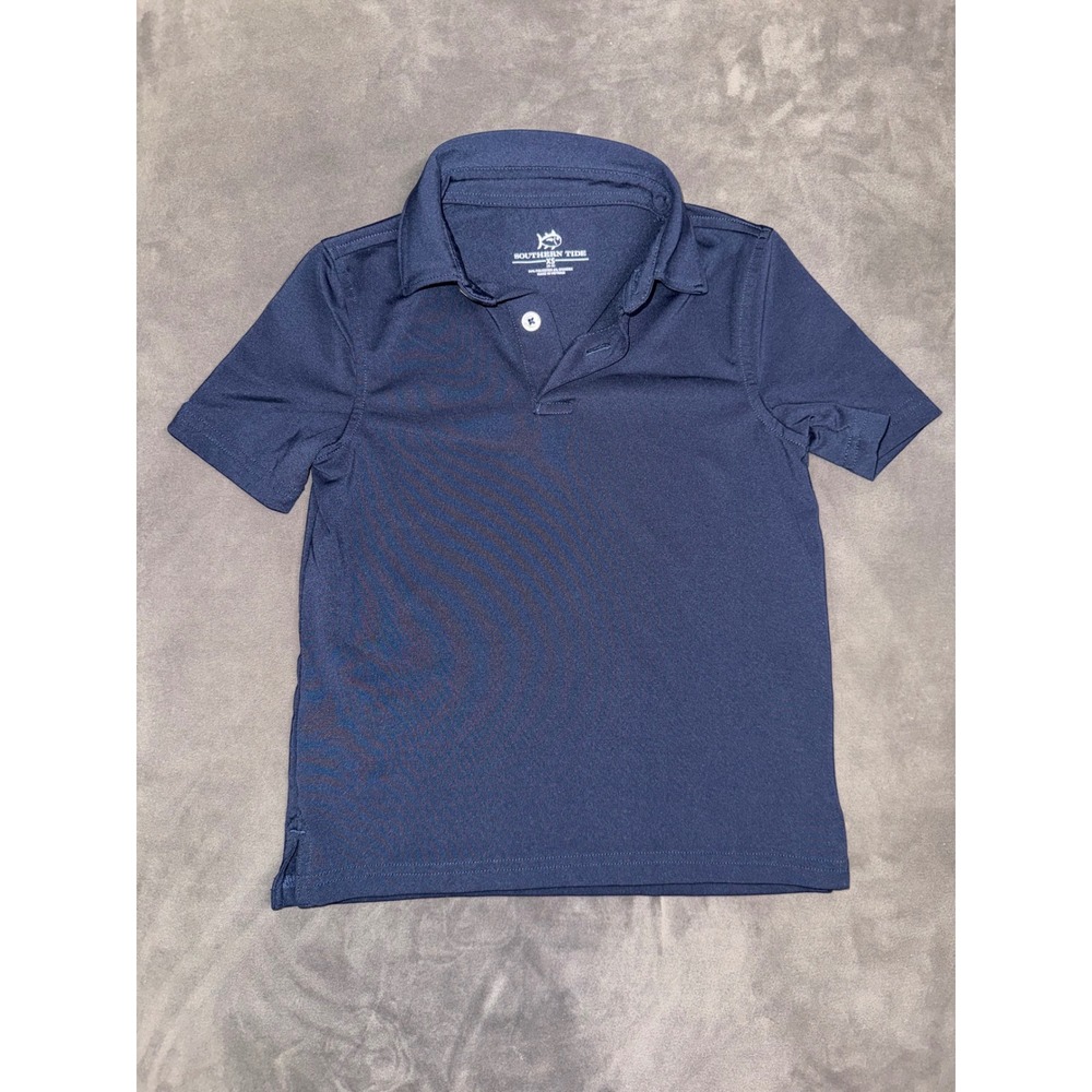 Southern Tide Boys XS 4-5 Navy Blue Performance Polo Shirt Short Sleeve Skipjack